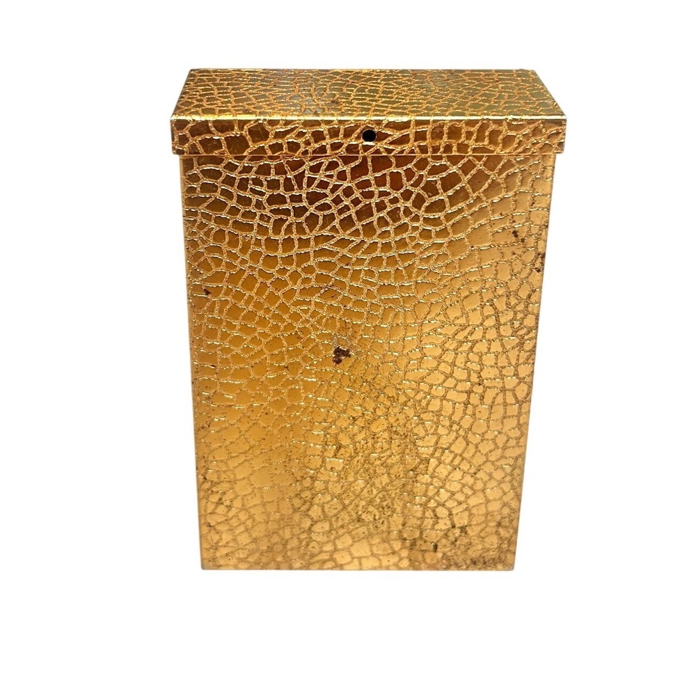 Vintage Gold Tone Textured Metal Cigarette Case Snakeskin Embossed Hinged Box